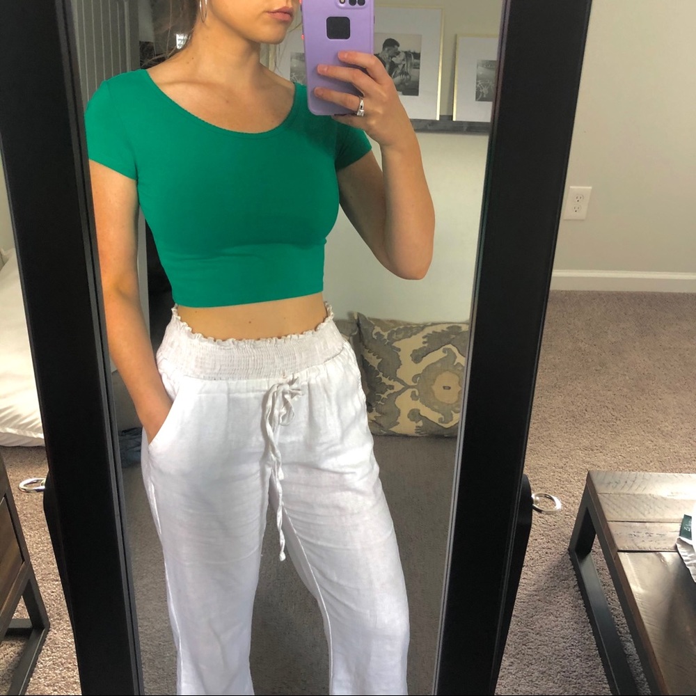 Green summer crop top